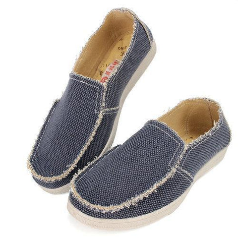 Men Old Peking Canvas Slip On Lazy Shoes Breathable Flat Casual Loafers