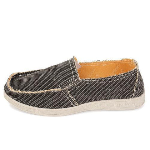 Men Old Peking Canvas Slip On Lazy Shoes Breathable Flat Casual Loafers