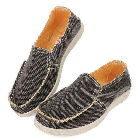 Men Old Peking Canvas Slip On Lazy Shoes Breathable Flat Casual Loafers