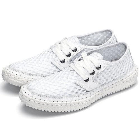 Breathable Mesh Lace Up Soft Sole Flat Casual Shoes For Women