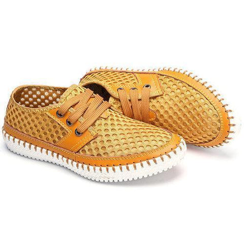 Breathable Mesh Lace Up Soft Sole Flat Casual Shoes For Women