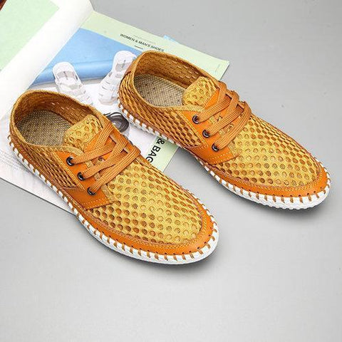 Breathable Mesh Lace Up Soft Sole Flat Casual Shoes For Women