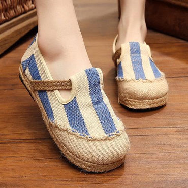 Stripe Pattern Flax Breathable Shoes