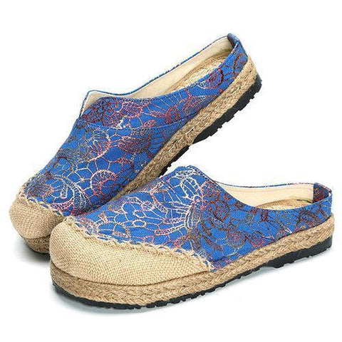 Shiny Pattern Color Blocking Backless Slip On Casual Shoes