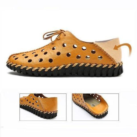 Men Hand Stitcing Two Way Wearing Genuine Leather Soft Casual Loafers