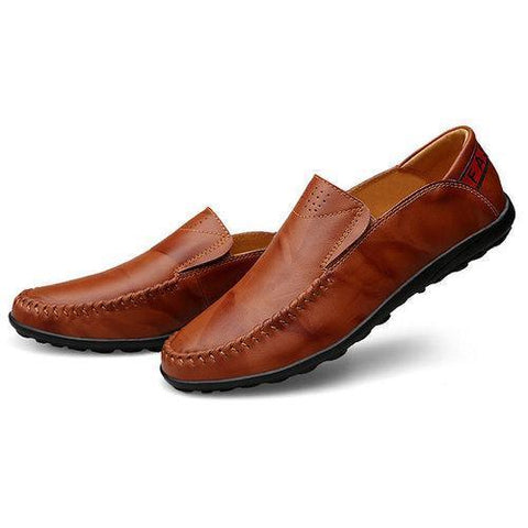 Big Size Men Genuine Leather Comfortable Slip On Business Casual Shoes