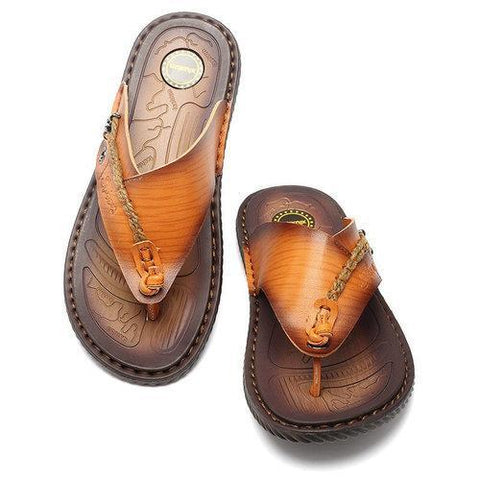 Men Clip Toe Slippers Comfortable  Soft Sole Flat Casual Beach Sandals