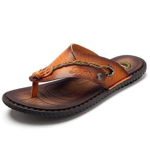 Men Clip Toe Slippers Comfortable  Soft Sole Flat Casual Beach Sandals