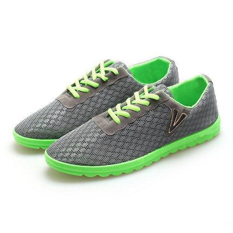 Men Mesh Fabric Color Blocking Breatheable Lace Up Sport Casual Shoes