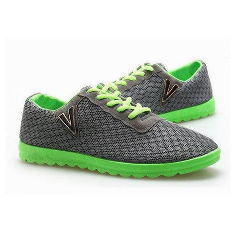 Men Mesh Fabric Color Blocking Breatheable Lace Up Sport Casual Shoes