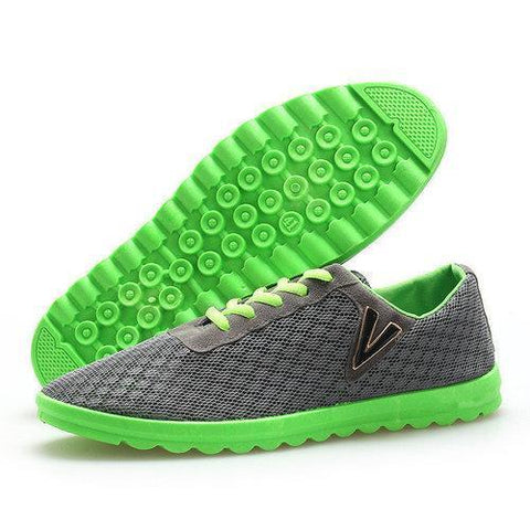 Men Mesh Fabric Color Blocking Breatheable Lace Up Sport Casual Shoes