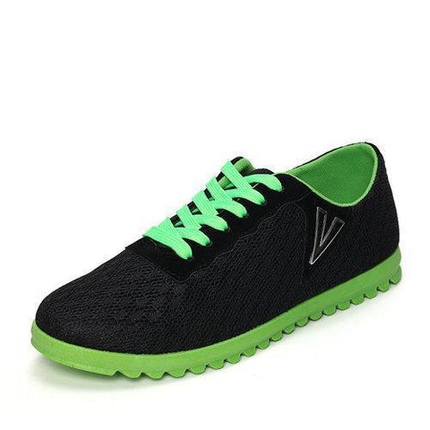 Men Mesh Fabric Color Blocking Breatheable Lace Up Sport Casual Shoes