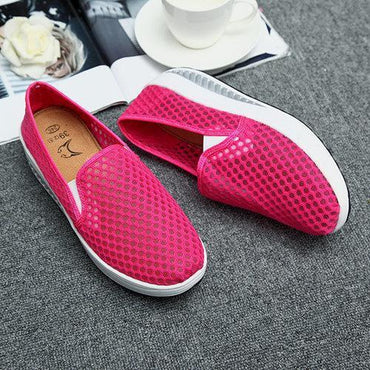 Mesh Pure Color Breathable Platform Slip On Rocker Sole Shoes