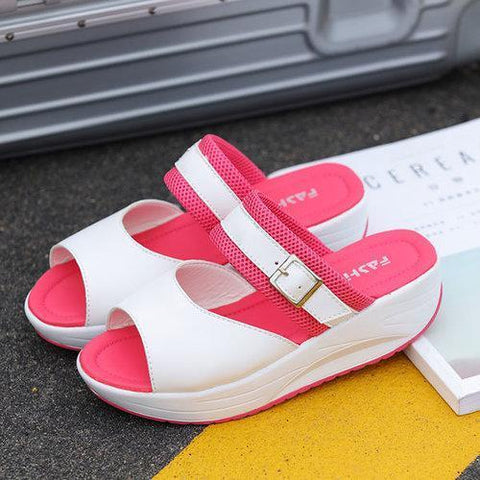 Buckle Fish Mouth Rocker Sole Shake Sandals