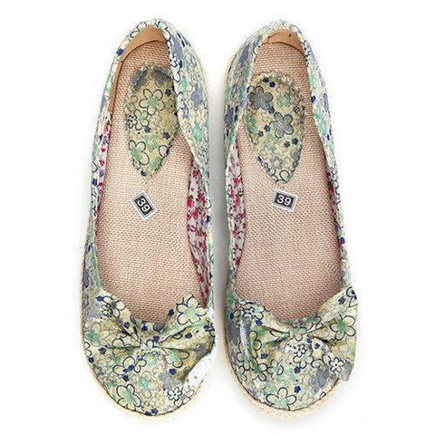 Big Size Lace Floral Butterfly Knot Printing Slip On Shoes