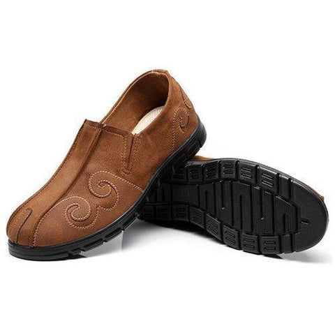 Men Old Peking Fabric Breathable Slip On Loafers Flat Casual Shoes