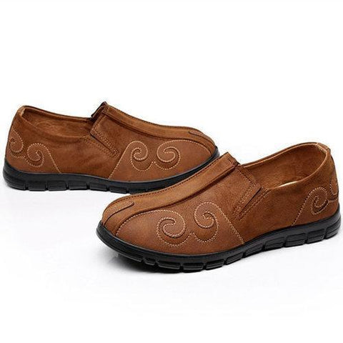 Men Old Peking Fabric Breathable Slip On Loafers Flat Casual Shoes