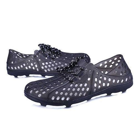 Men Hollow Out Breathable Flat Casual Lace Up Outdoor Beach Sandals