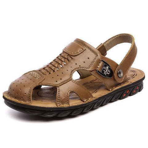 Men Genuine Leather Anti-collision Toe Breatnable Soft Roman