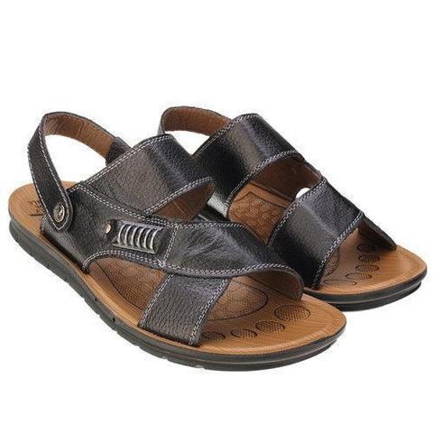 Men Metal Buckle Flat Open-toe Slipper Sports Casual Beach Sandals