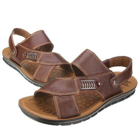 Men Metal Buckle Flat Open-toe Slipper Sports Casual Beach Sandals