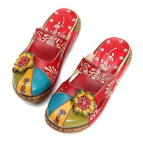 SOCOFY Colotful Flower Sandals