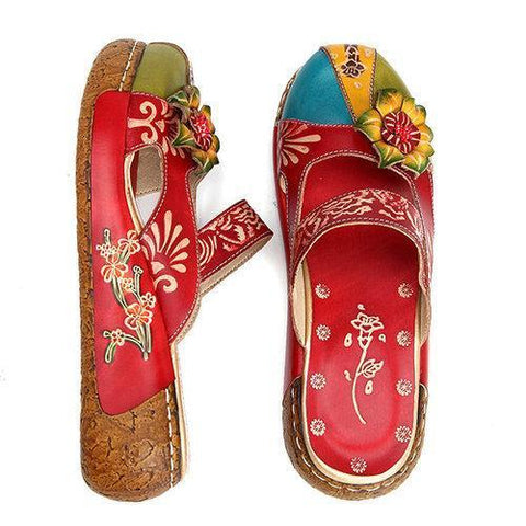 SOCOFY Colotful Flower Sandals