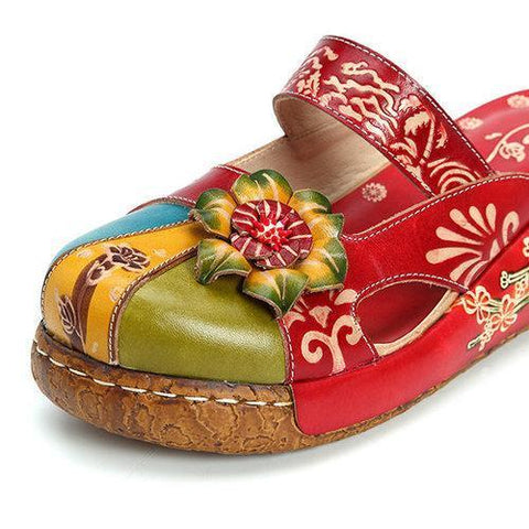 SOCOFY Colotful Flower Sandals