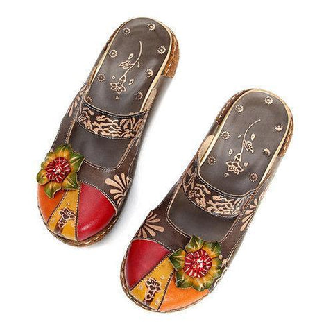 SOCOFY Colotful Flower Sandals