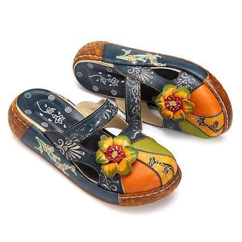 SOCOFY Colotful Flower Sandals