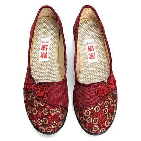 Flower Retro Chinese Knot Casual Soft Flat Loafers