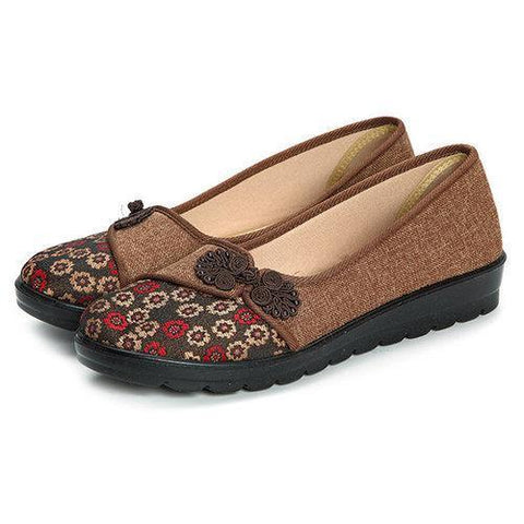 Flower Retro Chinese Knot Casual Soft Flat Loafers