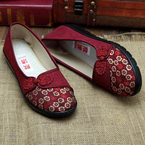 Flower Retro Chinese Knot Casual Soft Flat Loafers