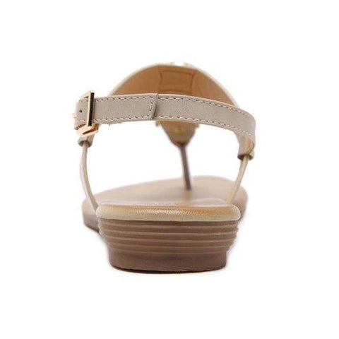 Metal Clip Toe Buckle Bohemia Flat Casual Beach Sandals