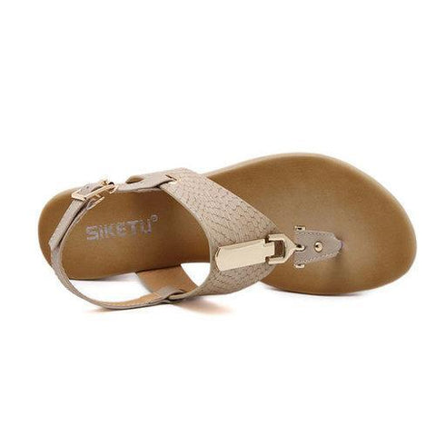 Metal Clip Toe Buckle Bohemia Flat Casual Beach Sandals