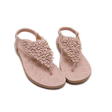 Little Flower Bohemia Beaded Clip Toe Flat Sandals