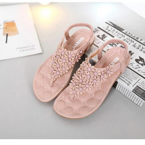 Little Flower Bohemia Beaded Clip Toe Flat Sandals