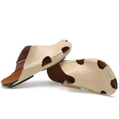 Men Stitching Holow Out Soft Sandals Breathable Backless Loafers