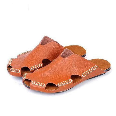 Men Stitching Holow Out Soft Sandals Breathable Backless Loafers