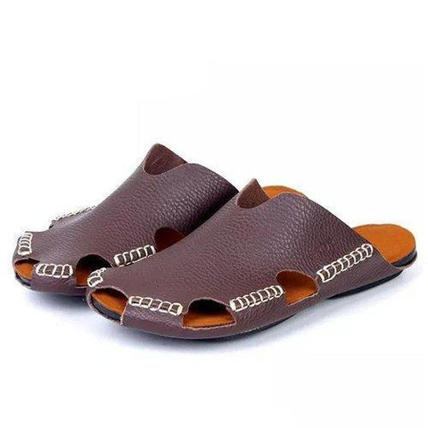 Men Stitching Holow Out Soft Sandals Breathable Backless Loafers