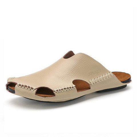 Men Stitching Holow Out Soft Sandals Breathable Backless Loafers