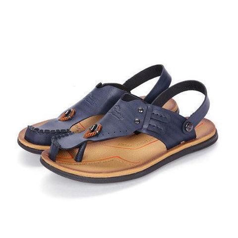 Men Anti-collision Toe Metal Buckle Slip On Soft Sandals