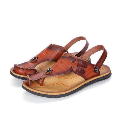 Men Anti-collision Toe Metal Buckle Slip On Soft Sandals