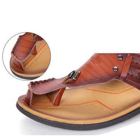 Men Anti-collision Toe Metal Buckle Slip On Soft Sandals