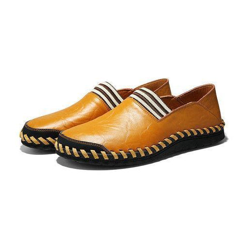 Men Hand Stitching Elastic Panels British Style Flat Soft Casual Loafers