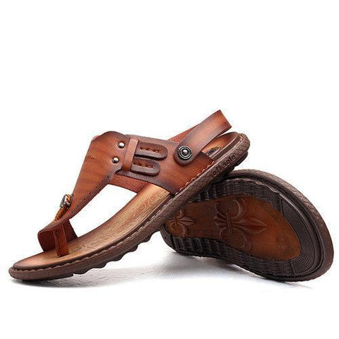 Men Clip Toe Beach Slippers Slip On Two Way Wearing Casual Sandals