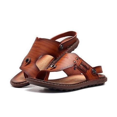 Men Clip Toe Beach Slippers Slip On Two Way Wearing Casual Sandals