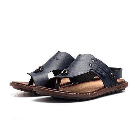 Men Clip Toe Beach Slippers Slip On Two Way Wearing Casual Sandals