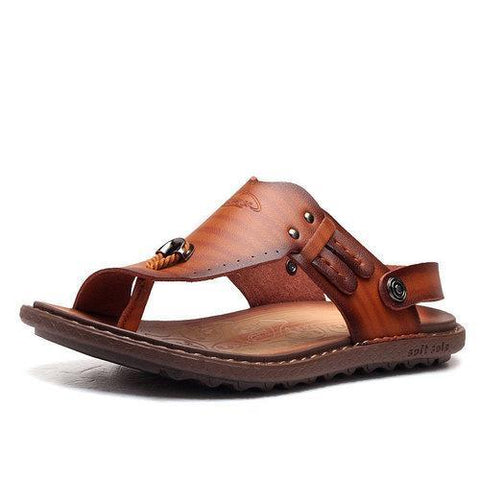 Men Clip Toe Beach Slippers Slip On Two Way Wearing Casual Sandals