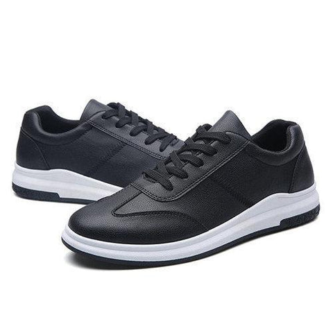 Men Pure Color Flat Skateboarding Shoes Lace Up Casual Trainers